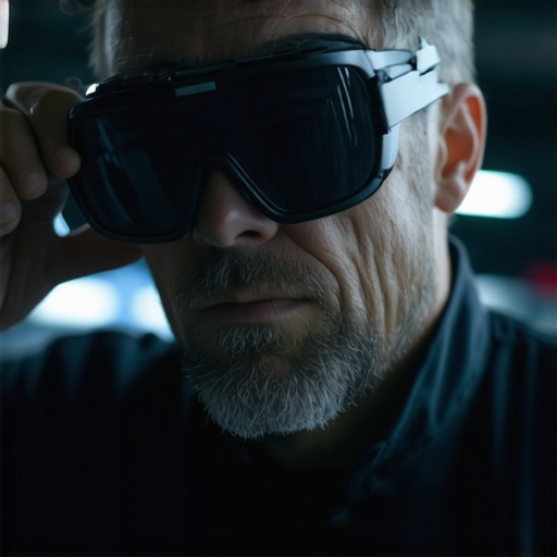 Technician utilizing augmented reality glasses for transmission repair guidance