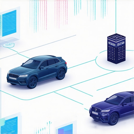 Illustration of advanced vehicle diagnostic systems with data integration and AI