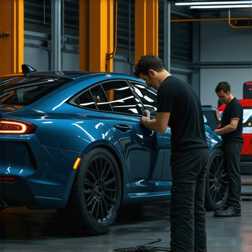 Next-Generation Auto Diagnostics Advanced automotive diagnostic technology in a modern repair shop