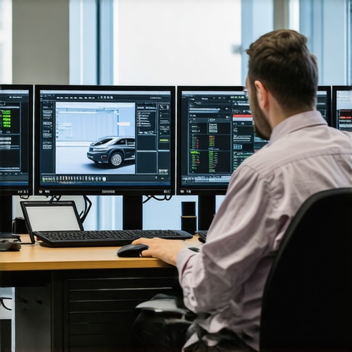 Modern diagnostic workstation with real-time vehicle data analysis tools