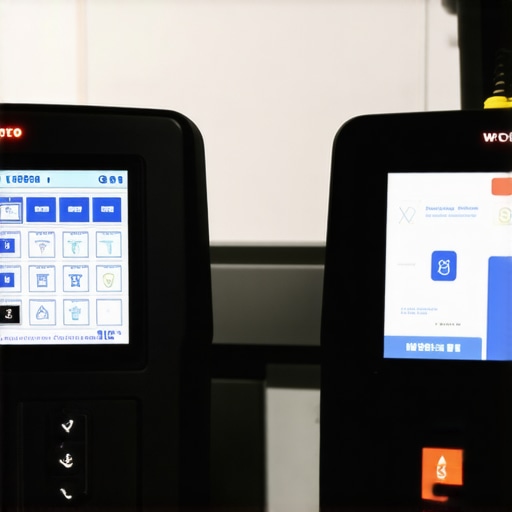 High-tech automotive diagnostic tools Modern vehicle diagnostic equipment with digital interfaces