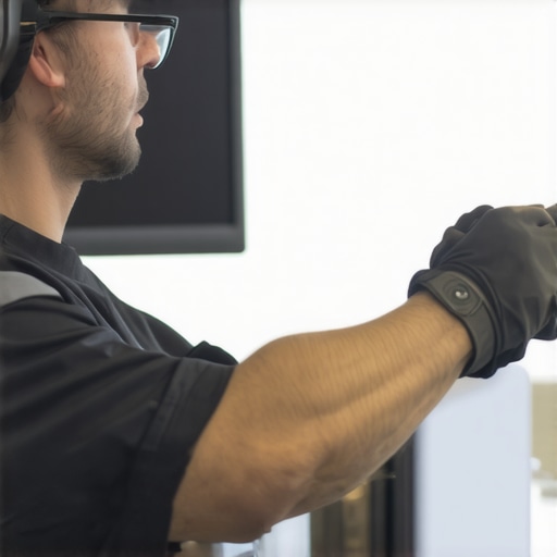 High-tech transmission tuning process Automotive technician reprogramming a vehicle's transmission control module using specialized software