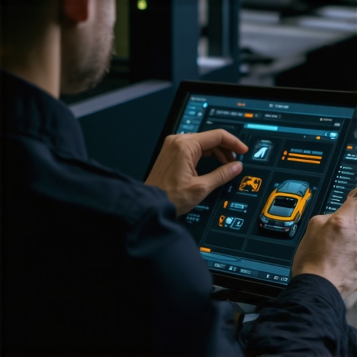 Technician reviewing advanced vehicle diagnostics with AI integration