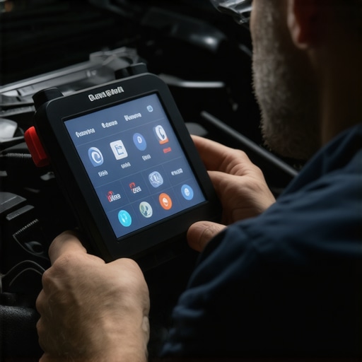 Technician utilizing AI-based diagnostics for transmission repair