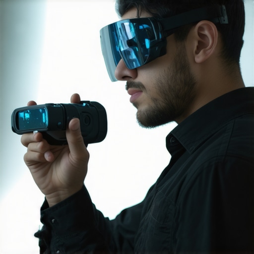 Technician interacting with AR overlays displaying transmission components during repair process
