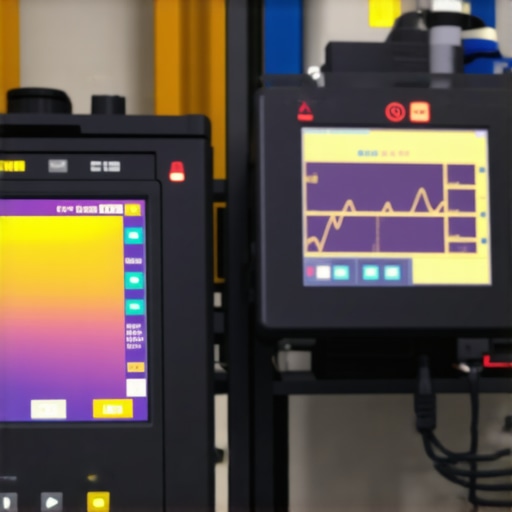 Technicians using thermal camera and oscilloscopes to diagnose vehicle transmission issues.