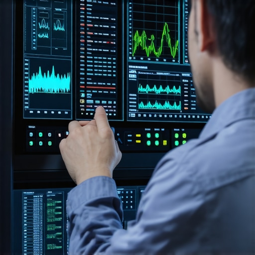 Technician reviewing multi-sensor transmission data on diagnostic software.