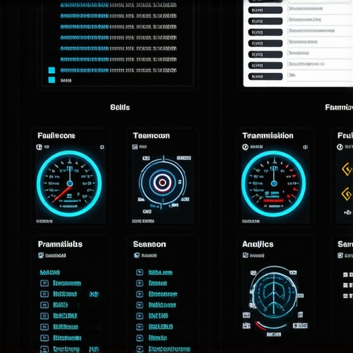 Modern automotive diagnostic screen showing transmission data and fault analysis.