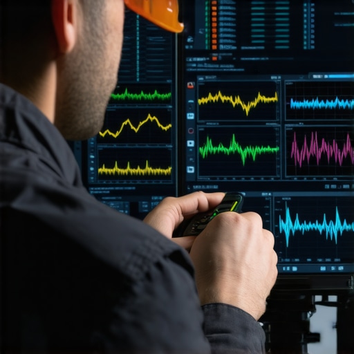 Technician reviewing detailed transmission diagnostics on a specialized computer interface.