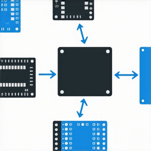 Illustration of modular transmission components with quick-release mechanisms and electronic connectors.