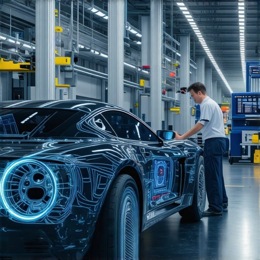 Automotive technicians working with advanced digital transmission diagnostic tools in a modern workshop