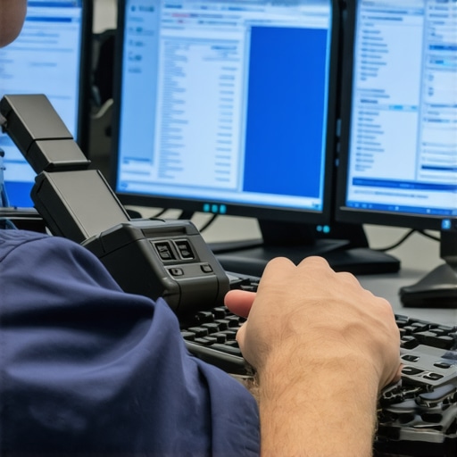 Technicians using AI-powered diagnostic tools to inspect vehicle transmissions.