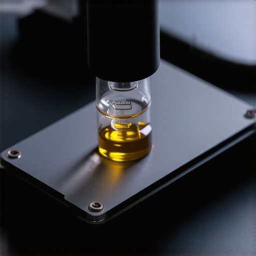 Laboratory scientist conducting spectroscopic analysis on vehicle transmission fluid with specialized equipment