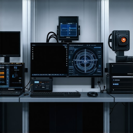 Next-Generation Vehicle Diagnostics Setup Modern automotive diagnostic station with sensors and AI tools