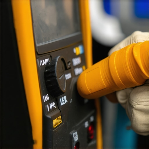 Precision Sensor Calibration in Modern Vehicles Technician calibrating vehicle sensor with specialized tools in a workshop