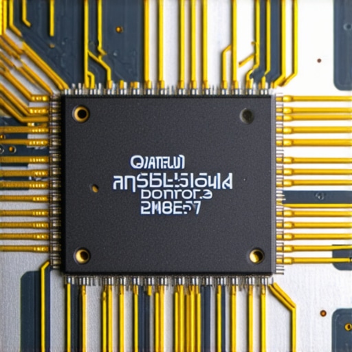 A detailed image of a quantum processor chip representing technological advancement in vehicle repair.