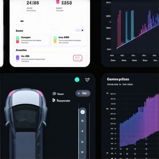 A futuristic automotive diagnostics screen displaying real-time sensor fusion data with AI analysis