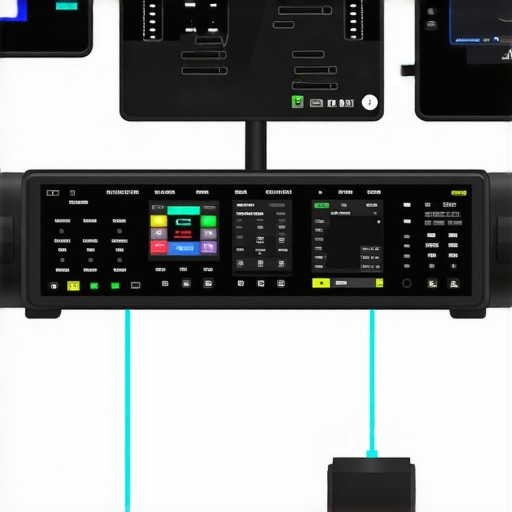 Close-up of an automotive diagnostic tool analyzing a 2026 hybrid vehicle's cooling system with digital displays.