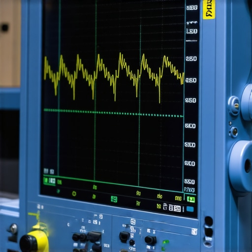 Technician analyzing waveform signals with an oscilloscope in an auto repair environment