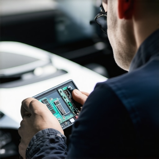 Expert Diagnostic Analysis on Modern Vehicles Technician troubleshooting advanced vehicle control modules with diagnostic tools.