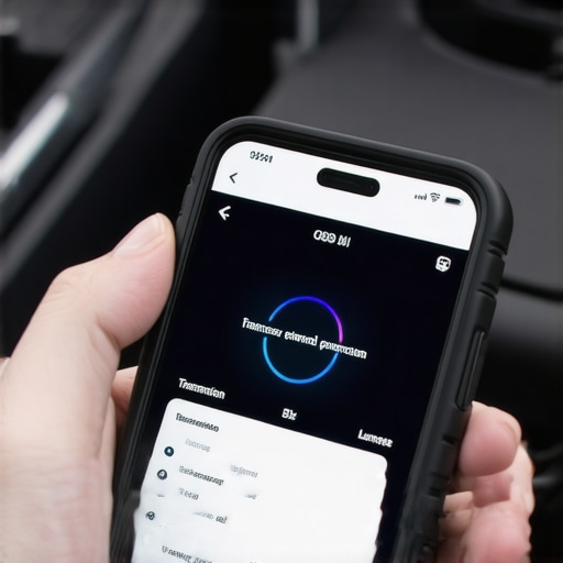 A smartphone displaying detailed transmission sensor data connected to a vehicle's OBD-II port.