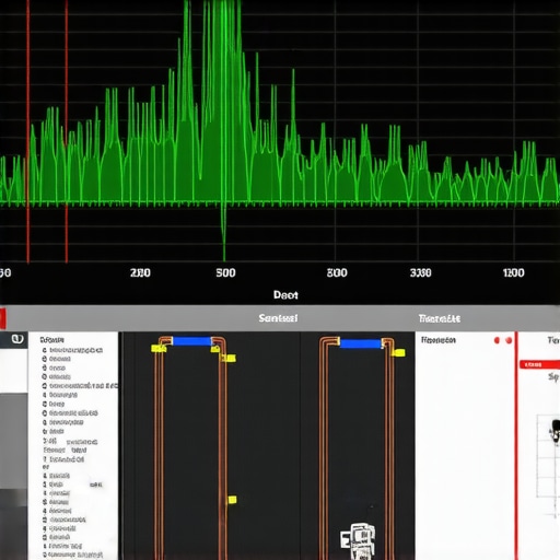 Close-up of high-resolution diagnostic hardware analyzing transmission signals in a modern hybrid vehicle.