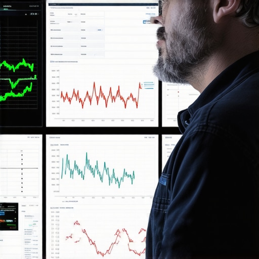 Technician analyzing multiple screens displaying vehicle sensor data and CAN bus signals.