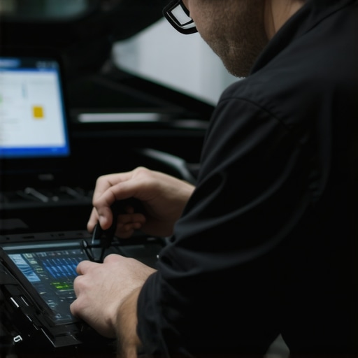 Technician analyzing hidden ECU data for transmission diagnostics