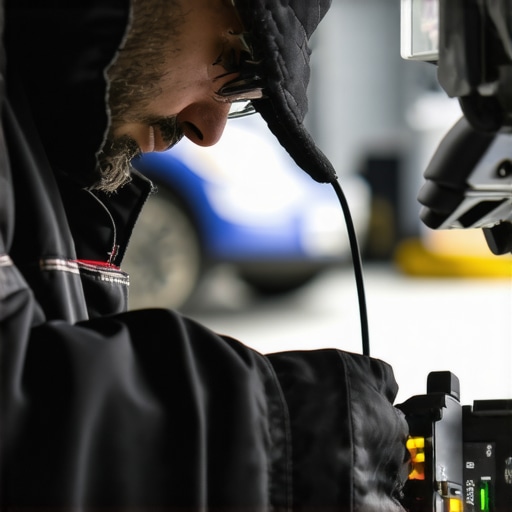Sensor Calibration in Cold Conditions Technician calibrating vehicle sensors during winter to improve transmission performance.