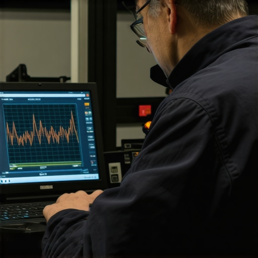 Automotive technician analyzing engine signals with an oscilloscope
