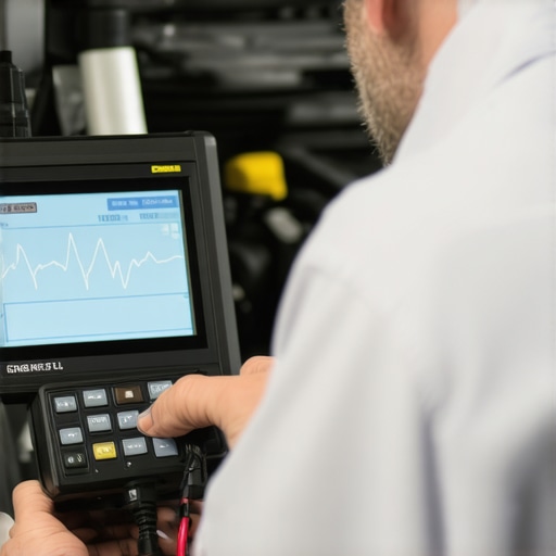 Advanced Oscilloscope Diagnostics for Engine Sensors Technician checking crankshaft sensor signal with oscilloscope to diagnose engine stalling