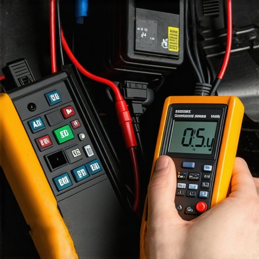 Advanced Voltage Drop Diagnostic Technique Mechanic performing a voltage drop test on a vehicle's electrical distribution system.