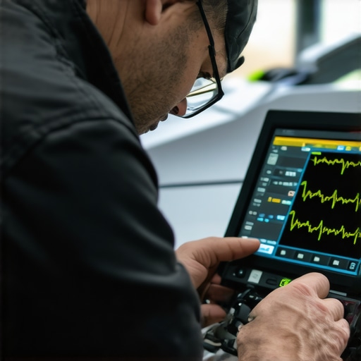 Analyzing CAN Bus Signals with an Oscilloscope Automotive technician performing advanced vehicle diagnostics on a digital communication network