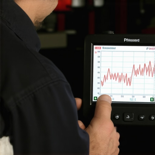 Diagnostic scan tool displaying transmission pressure fluctuations during vehicle testing.
