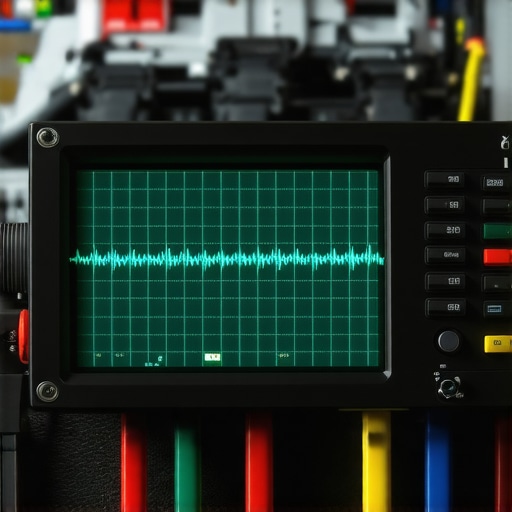 Close-up of an oscilloscope displaying a PWM signal used for transmission solenoid diagnostics.