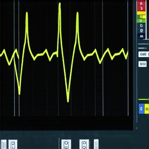 Digital oscilloscope screen showing CAN-bus signal waveforms for automotive diagnostics