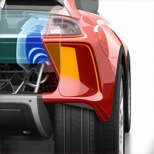 Technical diagram of car underbody aerodynamic panels and airflow patterns.