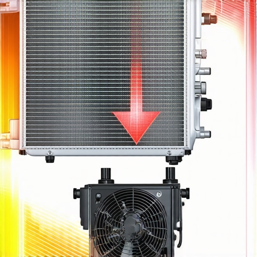 Technical illustration of car cooling system airflow and thermal management during idle.