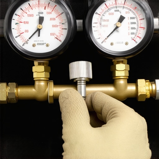 A/C manifold gauge set displaying high pressure levels during engine diagnosis