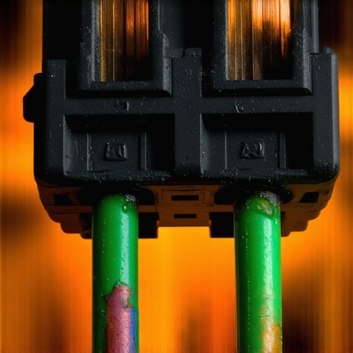 Charred Automotive Electrical Connector A melted plastic vehicle wiring harness connector showing signs of thermal damage and electrical resistance.