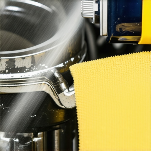 Close-up of a technician cleaning carbon deposits from a vehicle's throttle body plate.