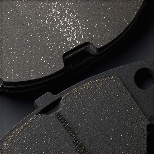 Comparison of Glazed vs Normal Brake Pads Glazed brake pad with a shiny surface compared to a healthy matte brake pad.