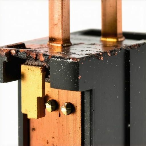 Macro view of heat-damaged automotive relay contacts showing thermal failure.
