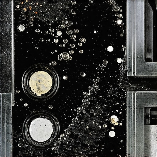 Close-up of a clogged VVT solenoid screen showing debris from poor oil filtration.