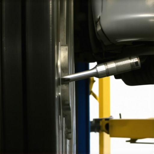A professional mechanic demonstrating how to torque suspension bushings at ride height to prevent steering pull.