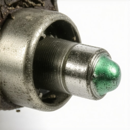 A macro view of green corrosion on a car's turn signal bulb socket contacts.