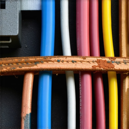Corroded Chassis Ground Strap Close-up A frayed and rusted automotive ground cable connected to a metal chassis