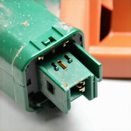 Corroded fuel pump connector showing oxidation Close-up of green corrosion and heat damage on a vehicle fuel pump electrical harness connector.