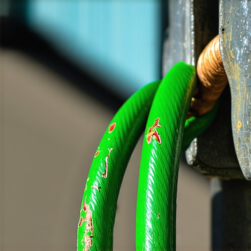 Close up of a rusty and corroded car ground wire on a metal frame