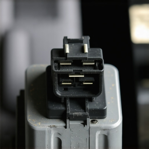 Close-up of a transmission range sensor and its electrical harness on a car gearbox